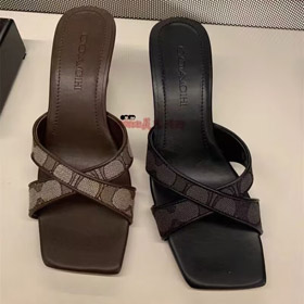 Coach square-toe wedge heel slip-on sandals-5653  